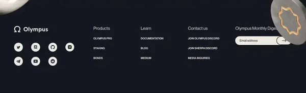 Olympus - The future decentralized reserve currency - Landing design inspiration
