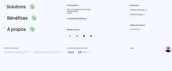 Carte Prépayée Visa | Montréal - Hello Network - Landing design inspiration