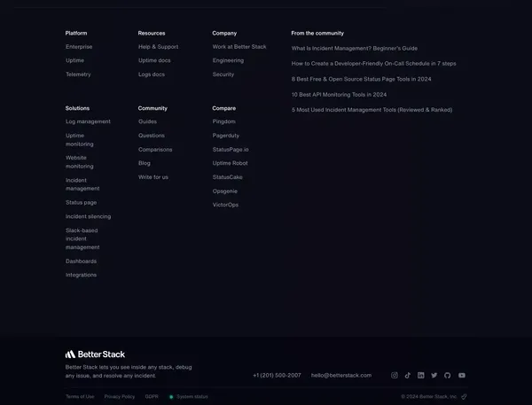 Better Stack - Radically better observability stack - Landing design inspiration