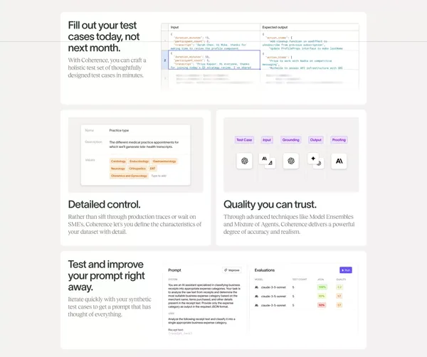Coherence — Synthetic Data for AI Applications - Landing design inspiration