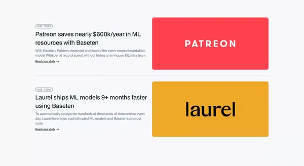 Baseten | Machine learning infrastructure - Landing design inspiration