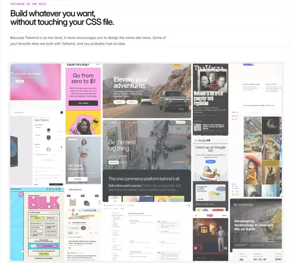 Tailwind CSS - Rapidly build modern websites without ever leaving your HTML. - Landing design inspiration