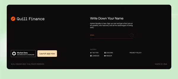 Quill Finance ⧫ Decentralized Liquidity Protocol on Scroll - Landing design inspiration