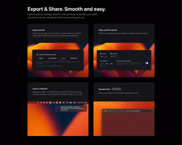 Screen Recorder for macOS. Beautiful videos in minutes | Screen Studio - Landing design inspiration