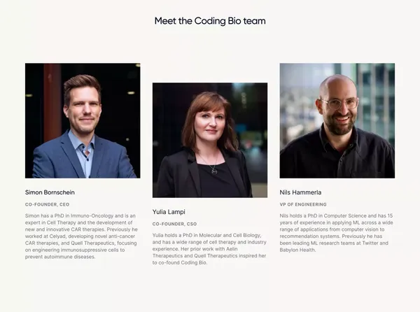 Coding Bio | Engineering Modular Immunotherapies - Landing design inspiration