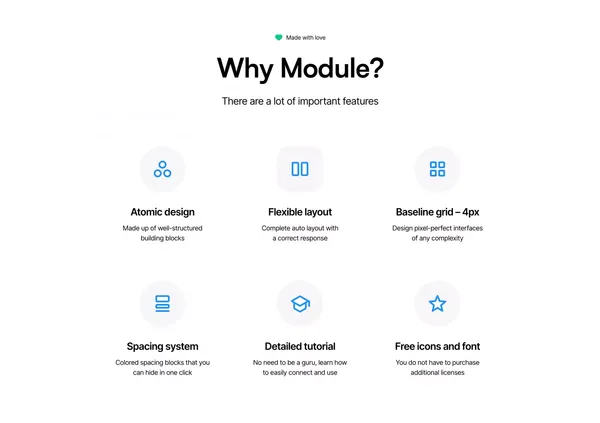 Design system for Figma - Module. UI Kit - Landing design inspiration