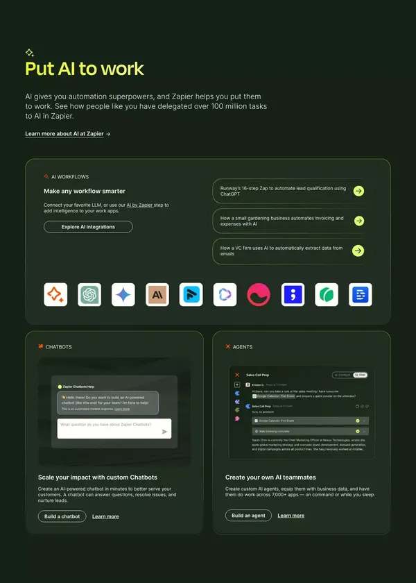 Automate without limits | Zapier - Landing design inspiration