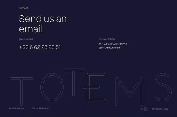 Totems | Studio creating custom-made stands and supports - Landing design inspiration