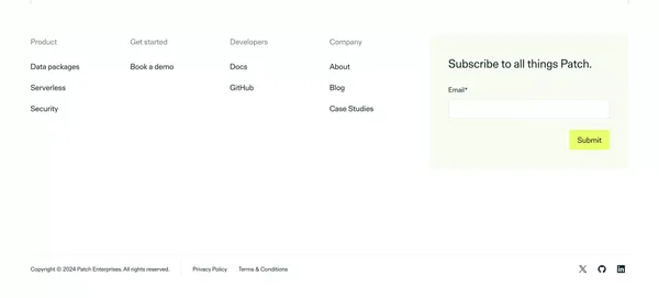 Build your application with data packages » Patch - Landing design inspiration