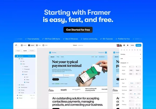 Framer â  Design and ship your dream site. Zero code, maximum speed. - Landing design inspiration