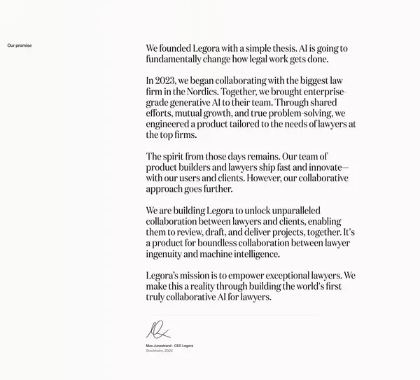 Legora | Collaborative AI for lawyers - Landing design inspiration
