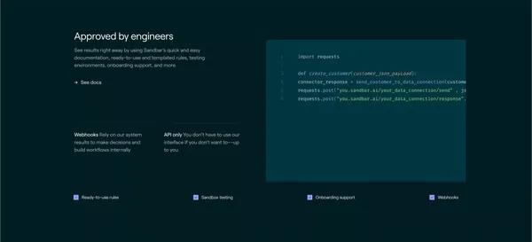 Sandbar | Modular anti-money laundering (AML) software - Landing design inspiration