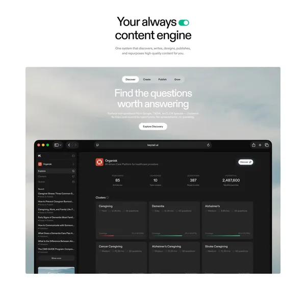 Keytail – Be the Answer Everywhere People Search - Landing design inspiration