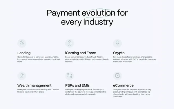 Contiant - Enjoy instant payments with Open Banking - Landing design inspiration