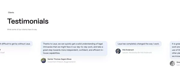 Leya | The future of legal work - Landing design inspiration