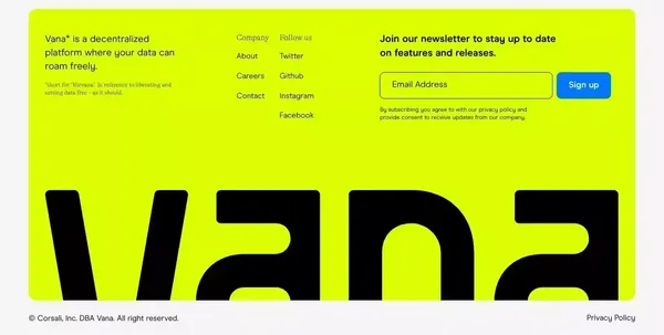 VANA | Unlock the power of your data - Landing design inspiration