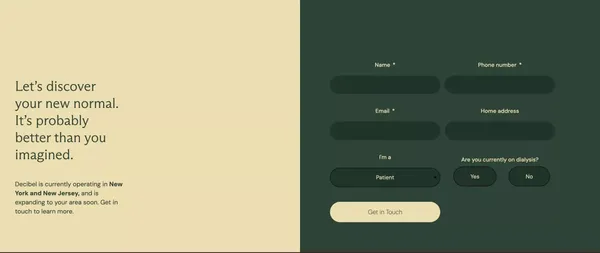 Decibel Health – Kidney Lifestyle Platform - Landing design inspiration