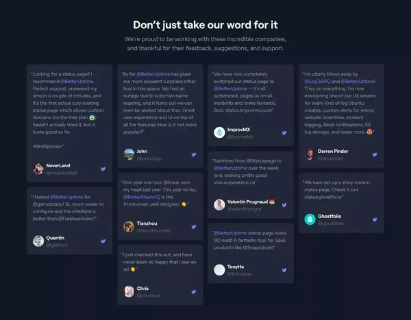 Better Uptime - Free Web Monitoring & Status Page - Landing design inspiration