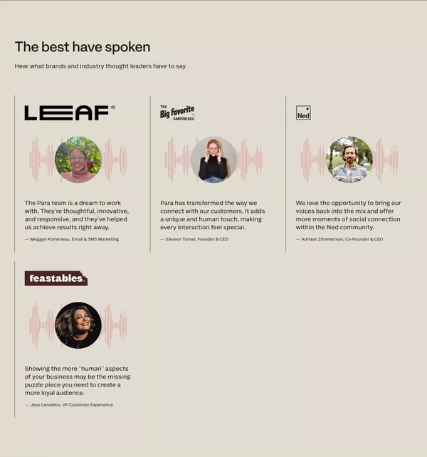 Para | Personalized Voice Messaging for Pioneering Brands - Landing design inspiration