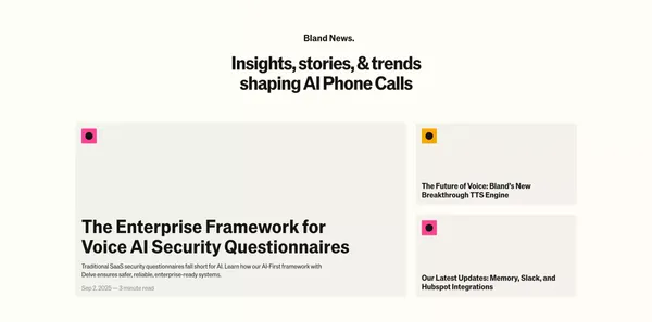 Bland AI | Automate Phone Calls with Conversational AI for Enterprises - Landing design inspiration