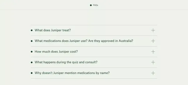 Juniper | Modern Healthcare Treatments For All Women - Landing design inspiration