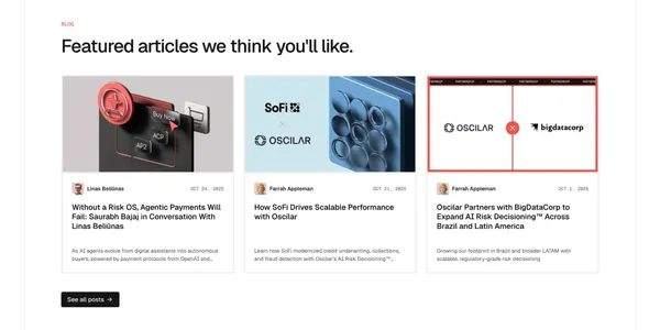 Oscilar - Risk Intelligence Decoded - Landing design inspiration