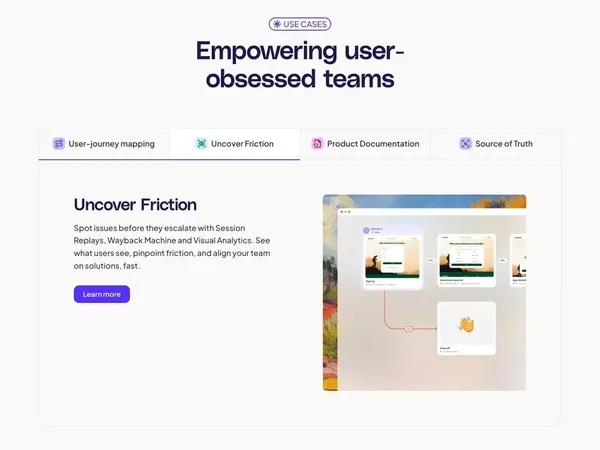Adora: Visualize your entire product experience - Landing design inspiration