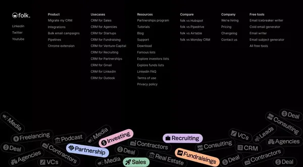 folk - the All-in-one CRM - Landing design inspiration