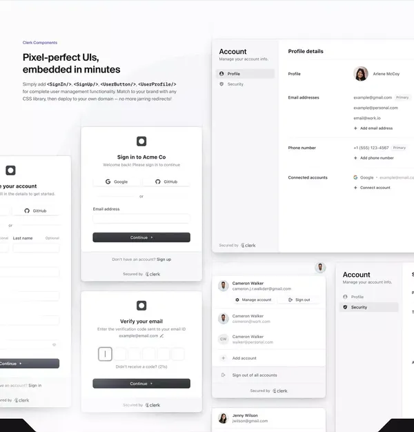 Clerk | Authentication and User Management - Landing design inspiration
