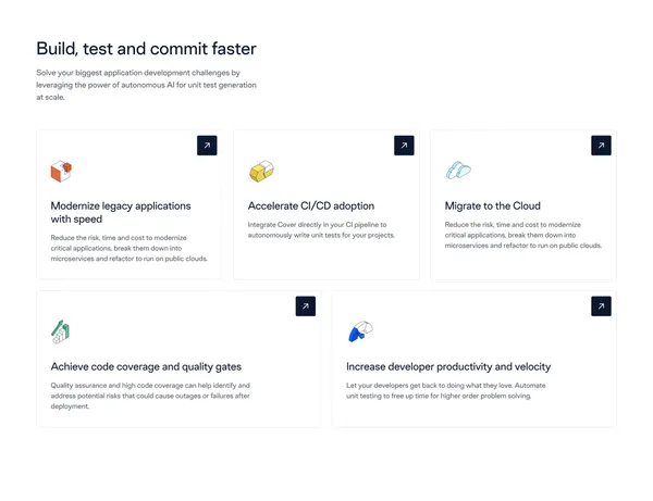 Diffblue AI For Code writes Java unit tests fully autonomously - Diffblue - Landing design inspiration