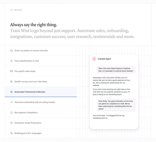 Wist: AI Live Chat Customer Support - Landing design inspiration