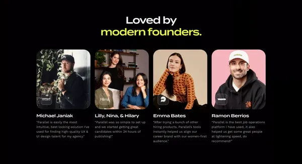 Parallel | Modern Hiring Tools for Startups - Landing design inspiration