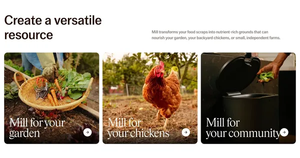 Mill: The odorless, effortless food recycler - Landing design inspiration
