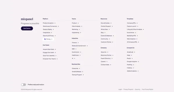 Mixpanel - Digital Analytics Platform - Landing design inspiration