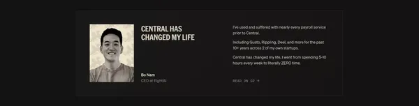 Central - Payroll, benefits & state compliance for startups - Landing design inspiration