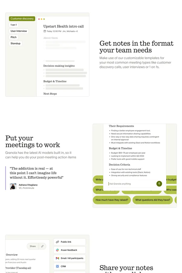 Granola — The AI notepad that helps you get the doing done - Landing design inspiration