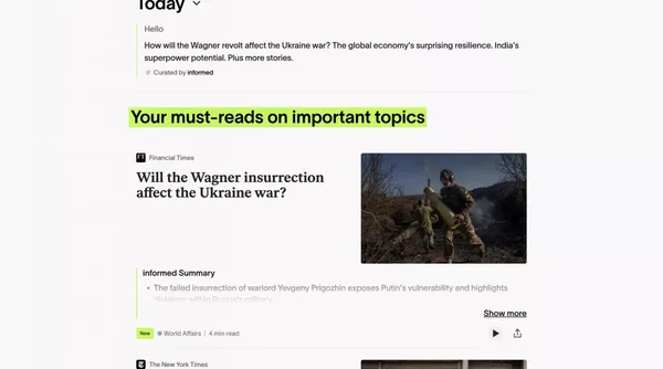 Today's topics · informed - Landing design inspiration