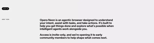 Opera Neon | Agentic AI browser | Opera - Landing design inspiration