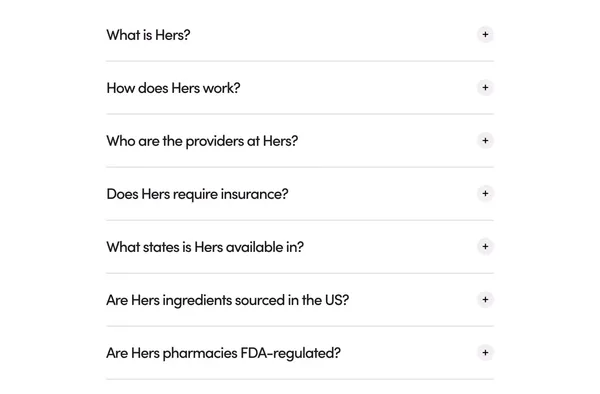 Hers for Women's Health | hers - Landing design inspiration
