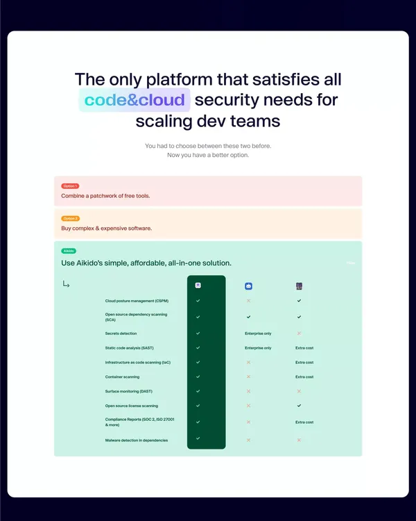 Aikido — an all-in-one AppSec product for code & cloud security - Landing design inspiration