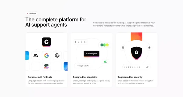 Chatbase | The complete platform for chat-based AI agents - Landing design inspiration
