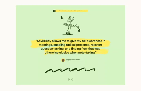 Say Briefly - Landing design inspiration