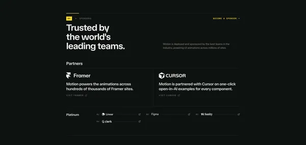 Motion: JavaScript & React animation library - Landing design inspiration