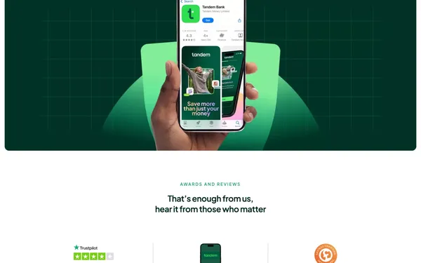 Tandem Bank | Start Banking For A Greener Future - Landing design inspiration