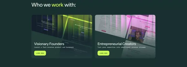 The Resonance | A design-led Venture studio for entrepreneurs - Landing design inspiration