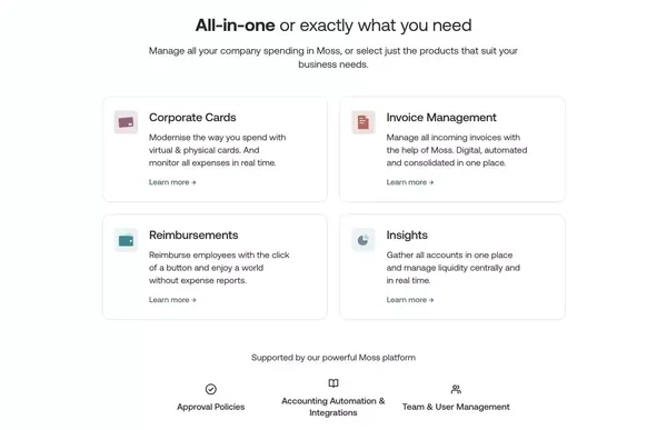Moss: The all-in-one spend management platform - Landing design inspiration
