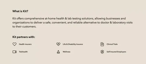 Kit: at-home health testing for your business - Landing design inspiration