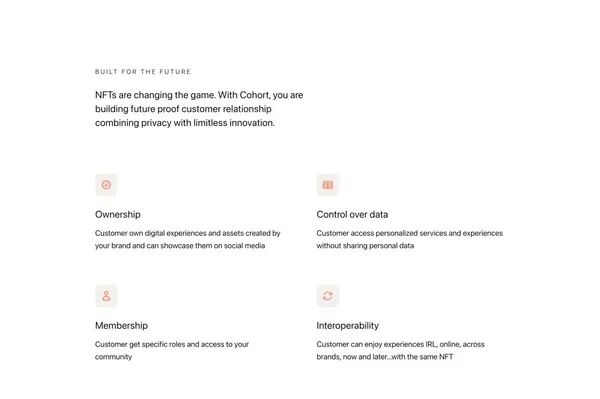 Cohort – Join the new era of digital engagement, powered by NFTs - Landing design inspiration