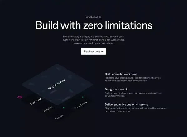 Plain - Customer support for modern tools - Landing design inspiration