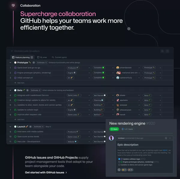 GitHub: Let’s build from here · GitHub - Landing design inspiration